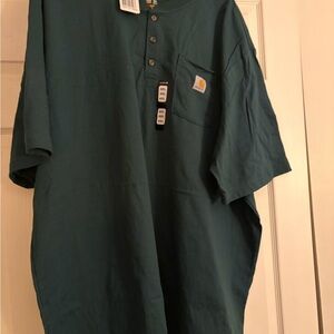 New 4XL Carhartt  Men’s Forest Green Henley Pocket T-Shirt